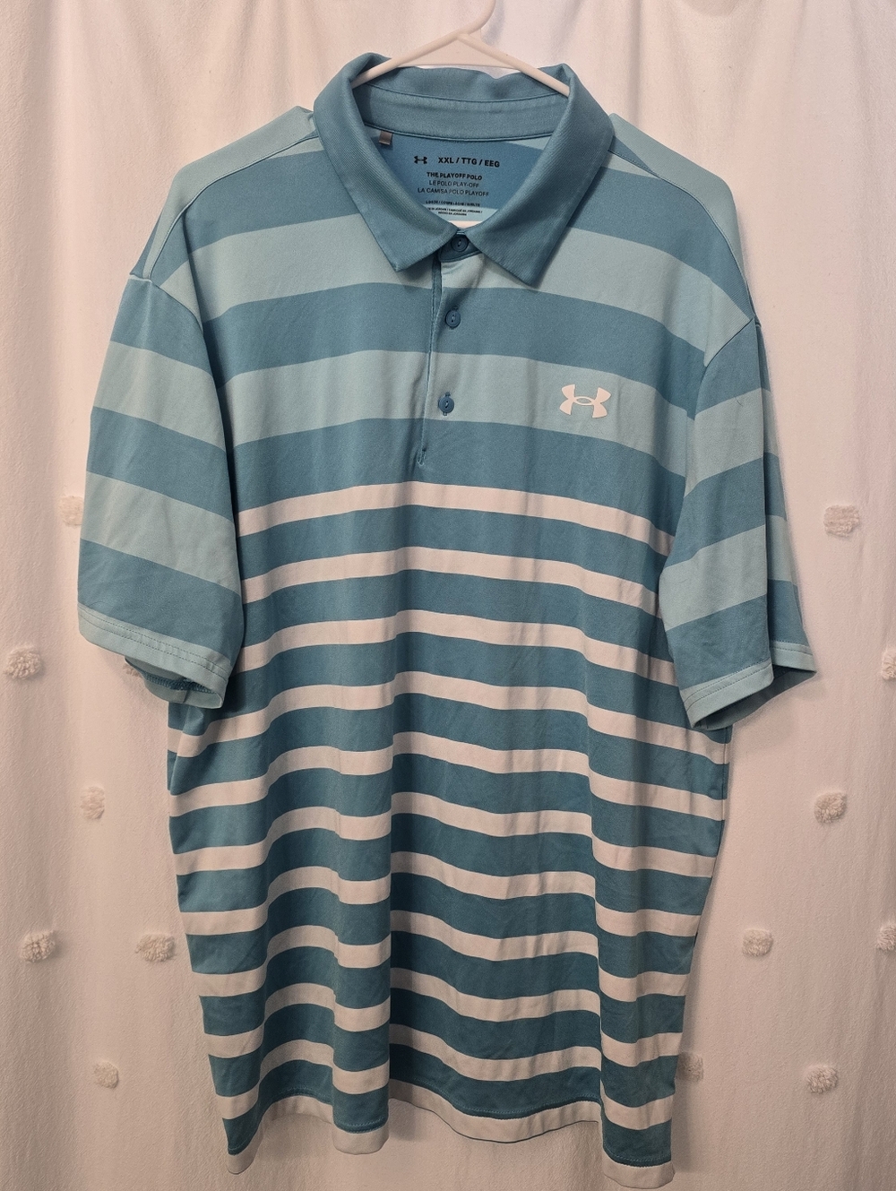 Under Armour Men’s Blue and White Striped The Playoff Polo Sz Xxl